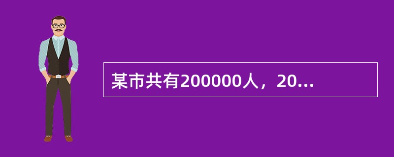 某市共有200000人，2005年因各种原因死亡2000人。其中心脏病患者712人，死亡104人。则该市的粗死亡率为