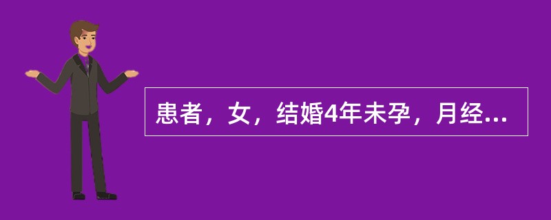 患者，女，结婚4年未孕，月经38～50天一行，量少色淡，面色晦暗，腰酸腿软。舌淡红，苔薄白，脉沉细，检查子宫发育欠佳。治宜