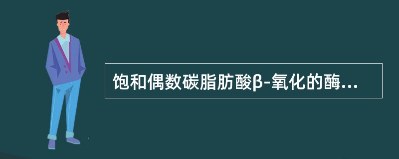 饱和偶数碳脂肪酸β-氧化的酶促反应顺序为（　　）。