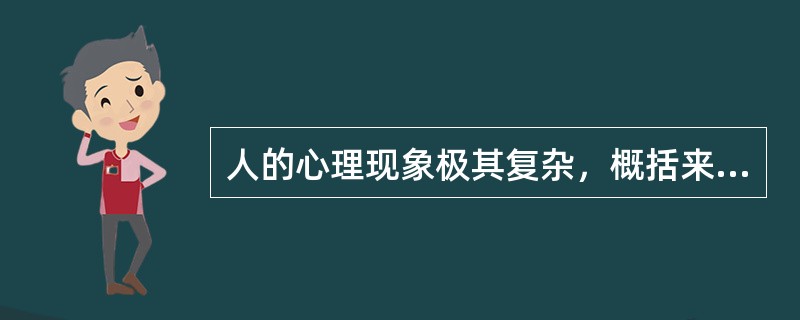 人的心理现象极其复杂，概括来说它主要包括既有联系又有区别的哪两大部分