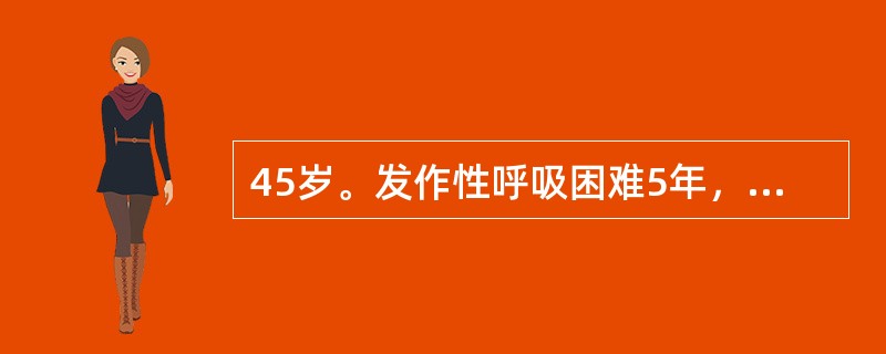 45岁。发作性呼吸困难5年，再发3天，伴咳嗽，咳白色泡沫痰，无咯血、发热。有甲状腺功能亢进症病史1年。査体：BP135/90mmHg，呼气延长、双肺可闻及哮鸣音。发生呼吸困难最可能的机制是