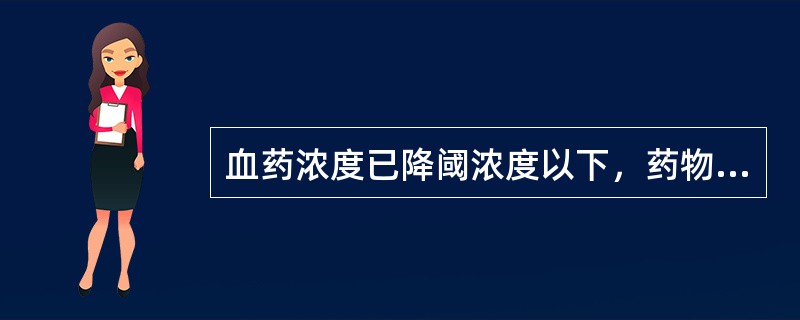 血药浓度已降阈浓度以下，药物仍残存的药理效应