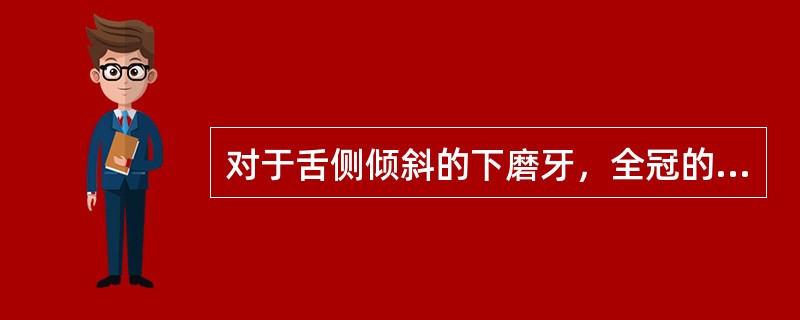 对于舌侧倾斜的下磨牙，全冠的舌侧龈边缘最好为