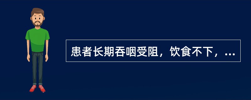 患者长期吞咽受阻，饮食不下，面色（白光）白，精神疲惫，形寒气短，面浮足肿，泛吐清涎，腹胀便溏，舌淡苔白，脉细弱，应诊断为