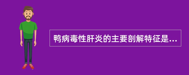 鸭病毒性肝炎的主要剖解特征是（　　）。