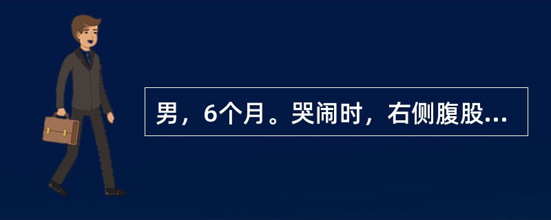 男，6个月。哭闹时，右侧腹股沟隆起肿块，平静时肿块可自行消失。最佳处理方法是