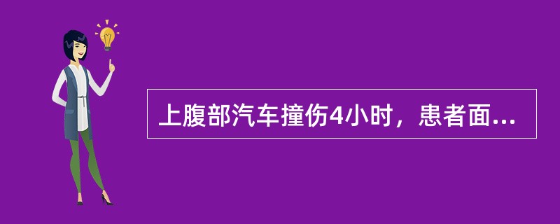 上腹部汽车撞伤4小时，患者面色苍白，四肢厥冷，脉搏140次／分，血压60／40mmHg。全腹轻度压痛，肌紧张及反跳痛，首先应考虑为