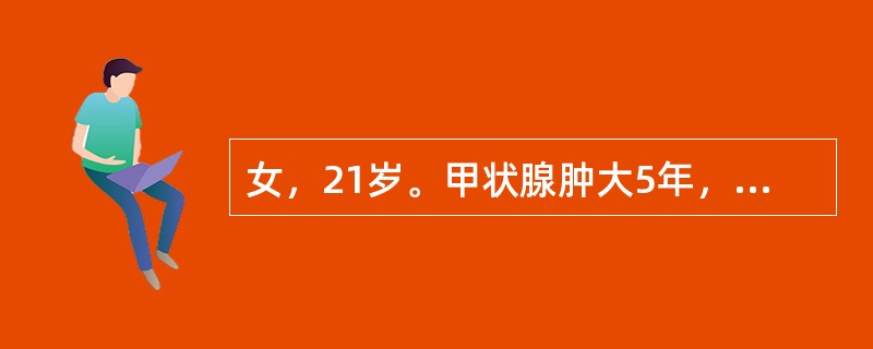 女，21岁。甲状腺肿大5年，右侧叶明显，无不适，近来出现Horner综合征。其诊断最可能是