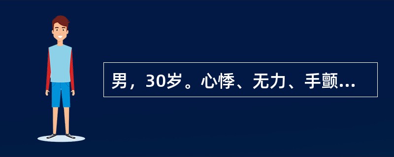 男，30岁。心悸、无力、手颤抖3个月，大便每日2～3次，不成形，体重下降5kg，1周前诊断为甲状腺功能亢进症，尚未治疗，昨晚饮白酒半斤，呕吐一次，晨起醒来发现双下肢不能活动。为避免再次出现下肢不能活动