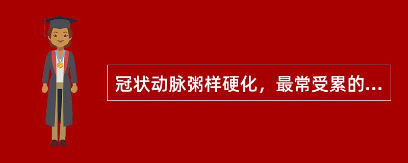 冠状动脉粥样硬化，最常受累的冠状动脉分支是（）