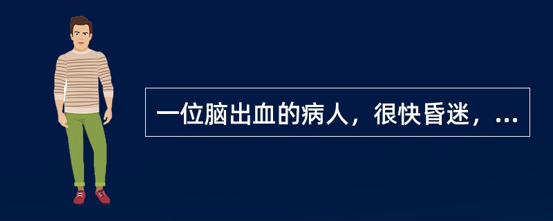 一位脑出血的病人，很快昏迷，双侧瞳孔极度缩小，四肢瘫痪，高热，呼吸障碍，出血部位应考虑；（）