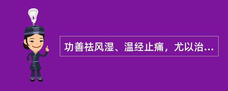 功善祛风湿、温经止痛，尤以治风寒湿痹寒邪偏盛者为宜的药物是（）