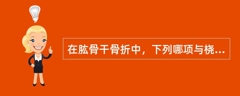 在肱骨干骨折中，下列哪项与桡神经损伤无关（）