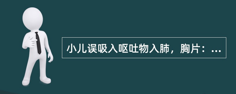 小儿误吸入呕吐物入肺，胸片：右下肺片状阴影，边界模糊为（）