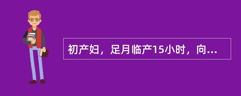 初产妇，足月临产15小时，向下屏气已3小时，宫缩20秒／8秒，胎心率110次/min，宫口开全，先露头，S+3，儿头小囟门在母体骨盆右侧，矢状缝在横径上，骨盆无异常。最恰当的处理是（）