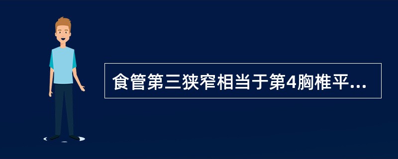 食管第三狭窄相当于第4胸椎平面，为主动脉弓压迫食管左侧壁（）所致。