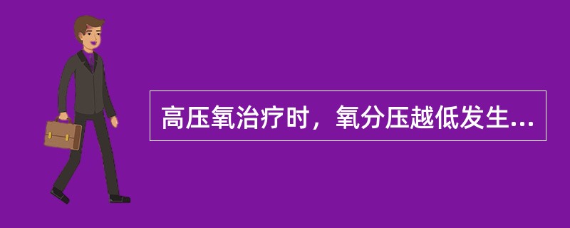 高压氧治疗时，氧分压越低发生氧中毒的可能性越大。（）