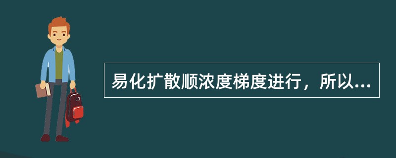 易化扩散顺浓度梯度进行，所以不再需要消耗任何形式的能量。（）