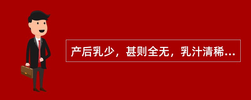 产后乳少，甚则全无，乳汁清稀，乳房柔软，证属（）