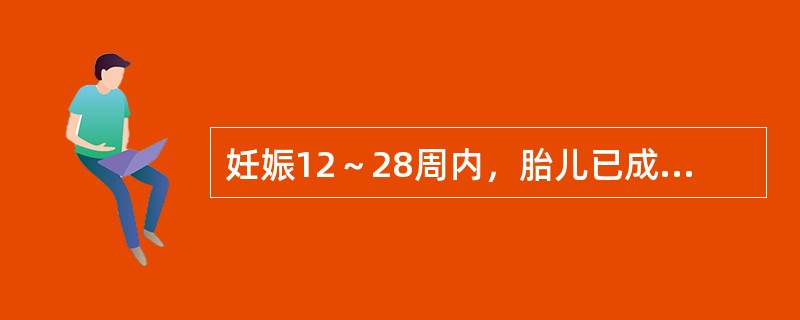 妊娠12～28周内，胎儿已成形而自然殒堕者，称为（）