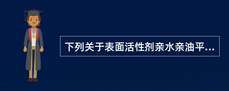 下列关于表面活性剂亲水亲油平衡值的叙述，正确的是