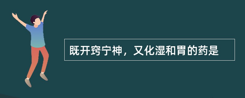 既开窍宁神，又化湿和胃的药是