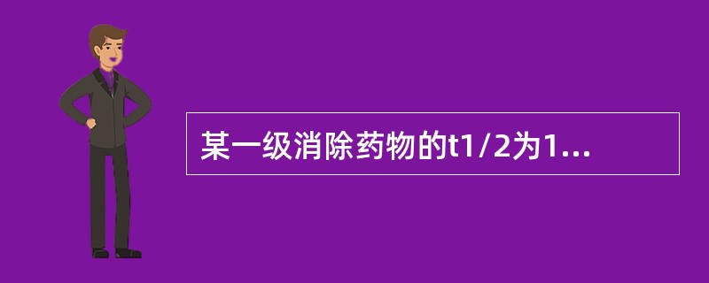 某一级消除药物的t1/2为1h，有40％的原形药经肾排泄而消除，其余的受到生物转化，其生物转化速度常数kb约为