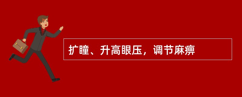 扩瞳、升高眼压，调节麻痹