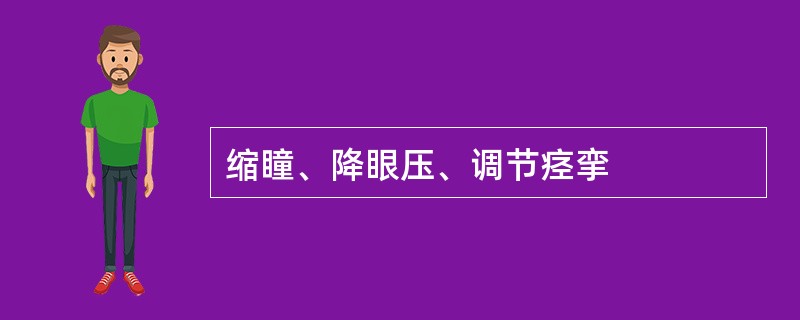 缩瞳、降眼压、调节痉挛