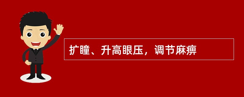 扩瞳、升高眼压，调节麻痹