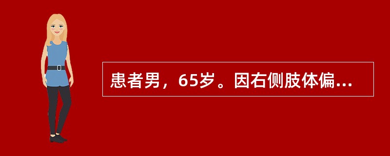 患者男，65岁。因右侧肢体偏瘫入康复科治疗，经检查患者常常忽略右侧<p></p><p class="MsoNormal ">肢体及右侧环境中的物