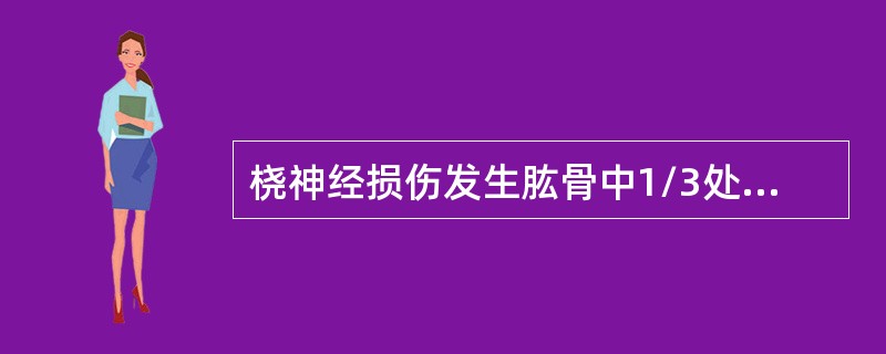 桡神经损伤发生肱骨中1/3处者，没有哪项感觉和运动体征？（　　）