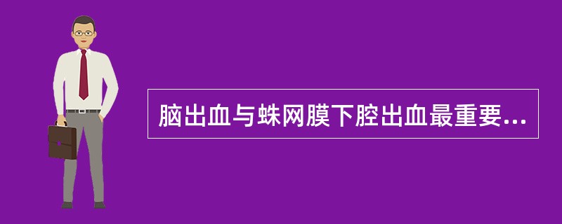 脑出血与蛛网膜下腔出血最重要的鉴别要点为（　　）。