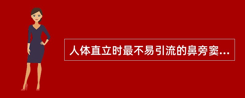 人体直立时最不易引流的鼻旁窦是（　　）。