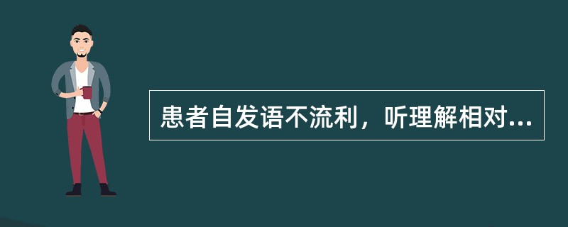 患者自发语不流利，听理解相对正常，复述差，朗读困难，阅读理解较好，书写形态破坏，语法错误，其失语类型是（　　）。