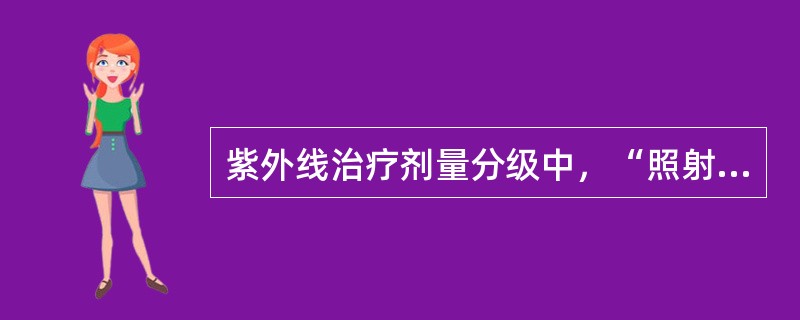 紫外线治疗剂量分级中，“照射后6～8h出现可见的轻微红斑反应，24h内消退，皮肤无脱屑”属于（　）。