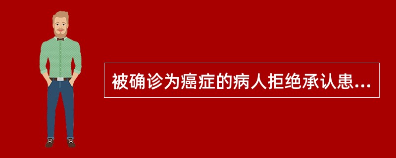 被确诊为癌症的病人拒绝承认患癌症，并且到多家医院检查来证实自己没有病，其心理防御机制是（　）。