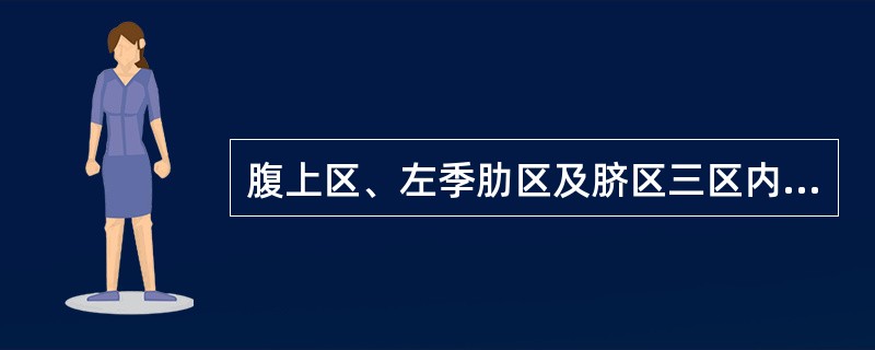 腹上区、左季肋区及脐区三区内、中心点在锁骨中线与肋弓的交点是（　　）。