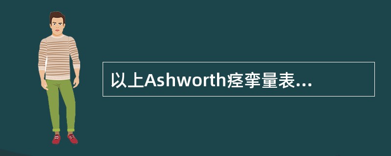 以上Ashworth痉挛量表的分级标准中，如果患者的“肌张力重度增高，被动活动患侧肢体比较困难”，应属于（　　）。
