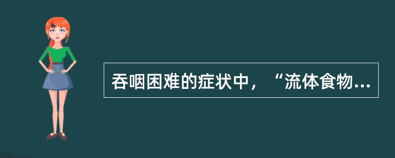 吞咽困难的症状中，“流体食物较易刺激咽部的感觉器官，引起吞咽反射，而水对咽部的刺激较轻，所以患者喝水后，特别容易呛咳”导致（　）。
