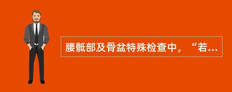 腰骶部及骨盆特殊检查中，“若患者出现骶髂部疼痛为阳性。骶髂关节病变或骨盆骨折的患者阳性”的是（　）。