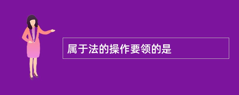 属于法的操作要领的是