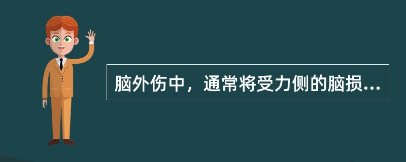 脑外伤中，通常将受力侧的脑损伤称为（　）。