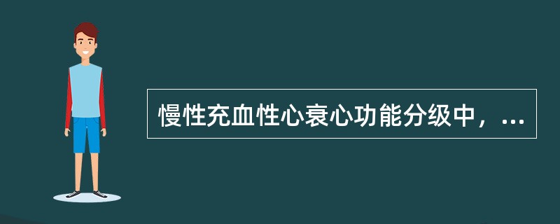 慢性充血性心衰心功能分级中，“轻度活动时迅速出现心悸、疲劳和呼吸困难，心脏中度增大，下肢水肿”属于心功能分级（　）。