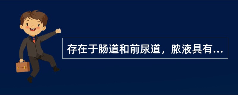 存在于肠道和前尿道，脓液具有特殊的恶臭（　）。