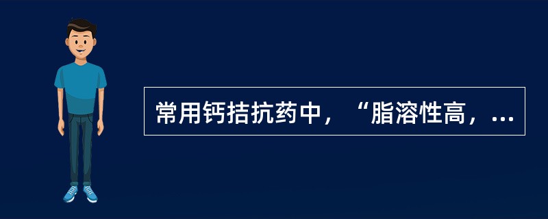 常用钙拮抗药中，“脂溶性高，能很快透过血脑屏障”属于（　）。