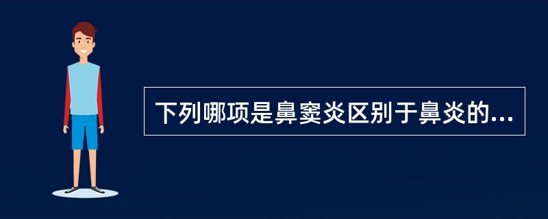 下列哪项是鼻窦炎区别于鼻炎的典型表现？（　）