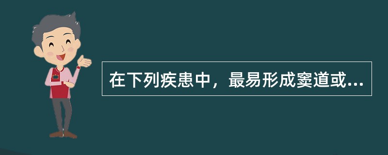 在下列疾患中，最易形成窦道或瘘管的病变是