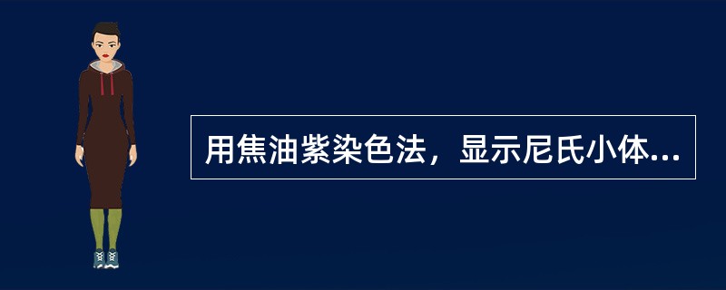 用焦油紫染色法，显示尼氏小体的颜色是（　　）。