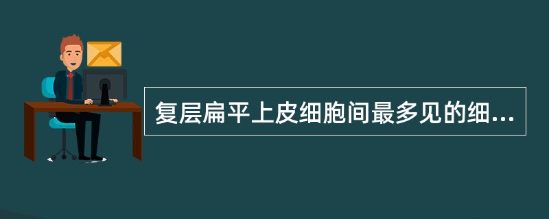 复层扁平上皮细胞间最多见的细胞连接（）